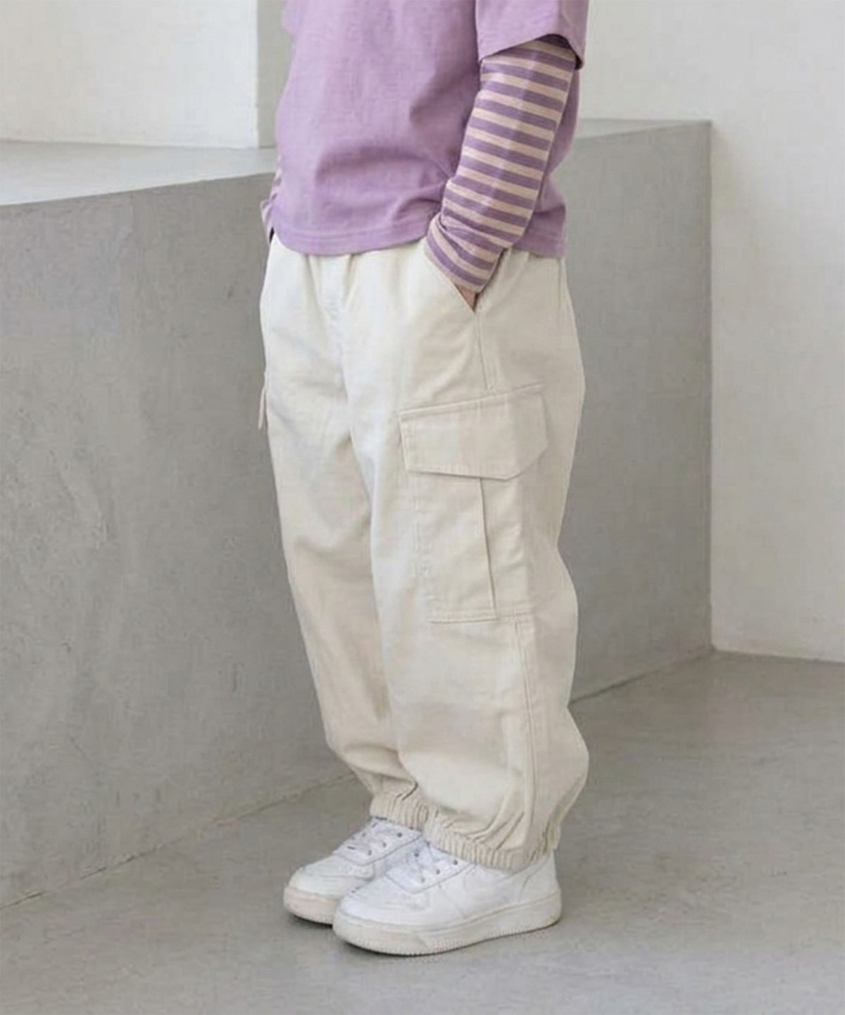 【aimoha KIDS】【90-130cm】ワイドカーゴジョガーパンツ