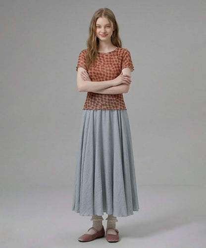 HOOK for girls バブルシフォン総柄クロップドトップス