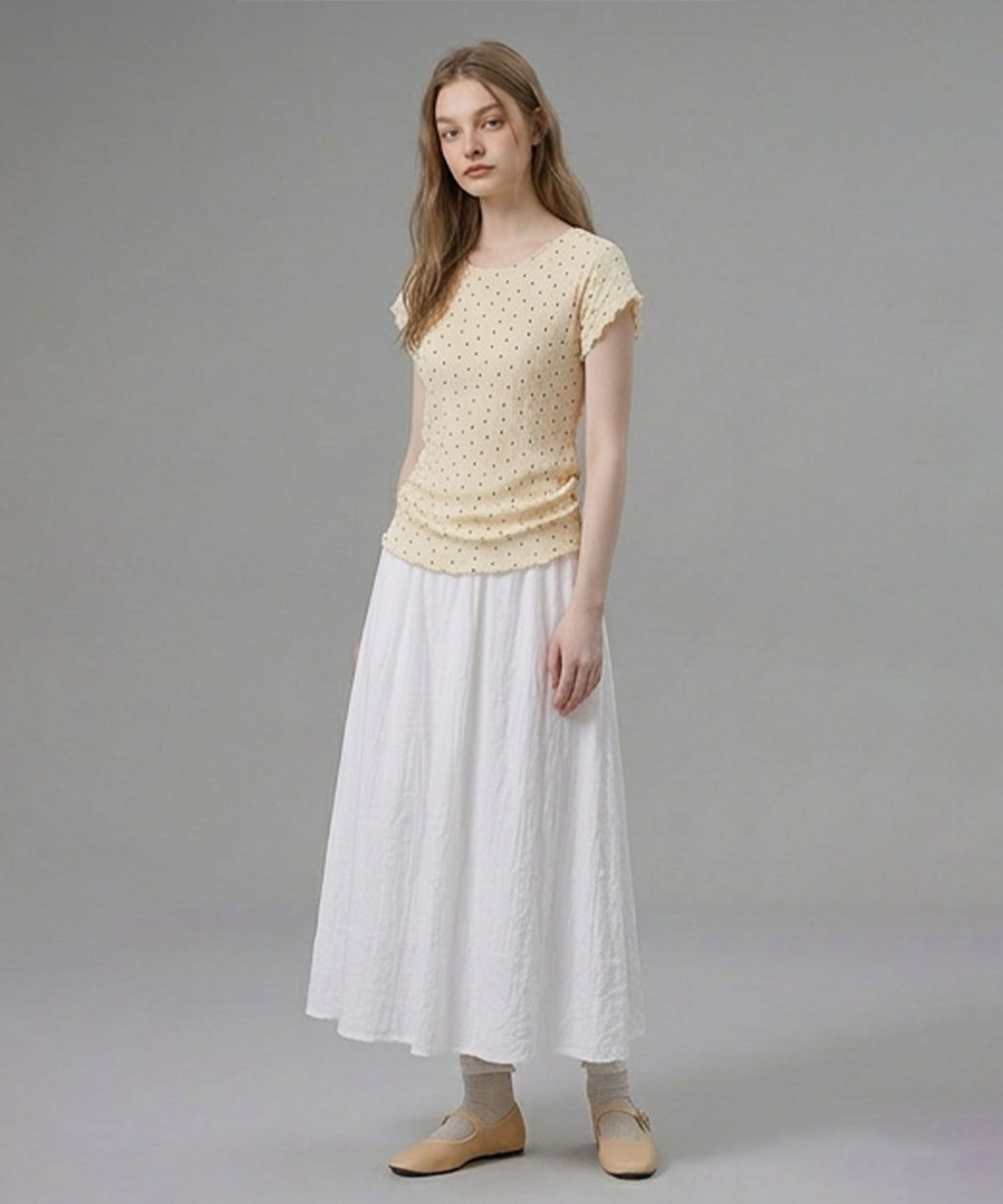 HOOK for girls バブルシフォン総柄クロップドトップス
