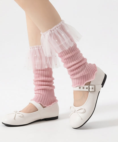 HOOK for girls くしゅくしゅ シアーニット レッグウォーマー コットン 春夏 バレエコア