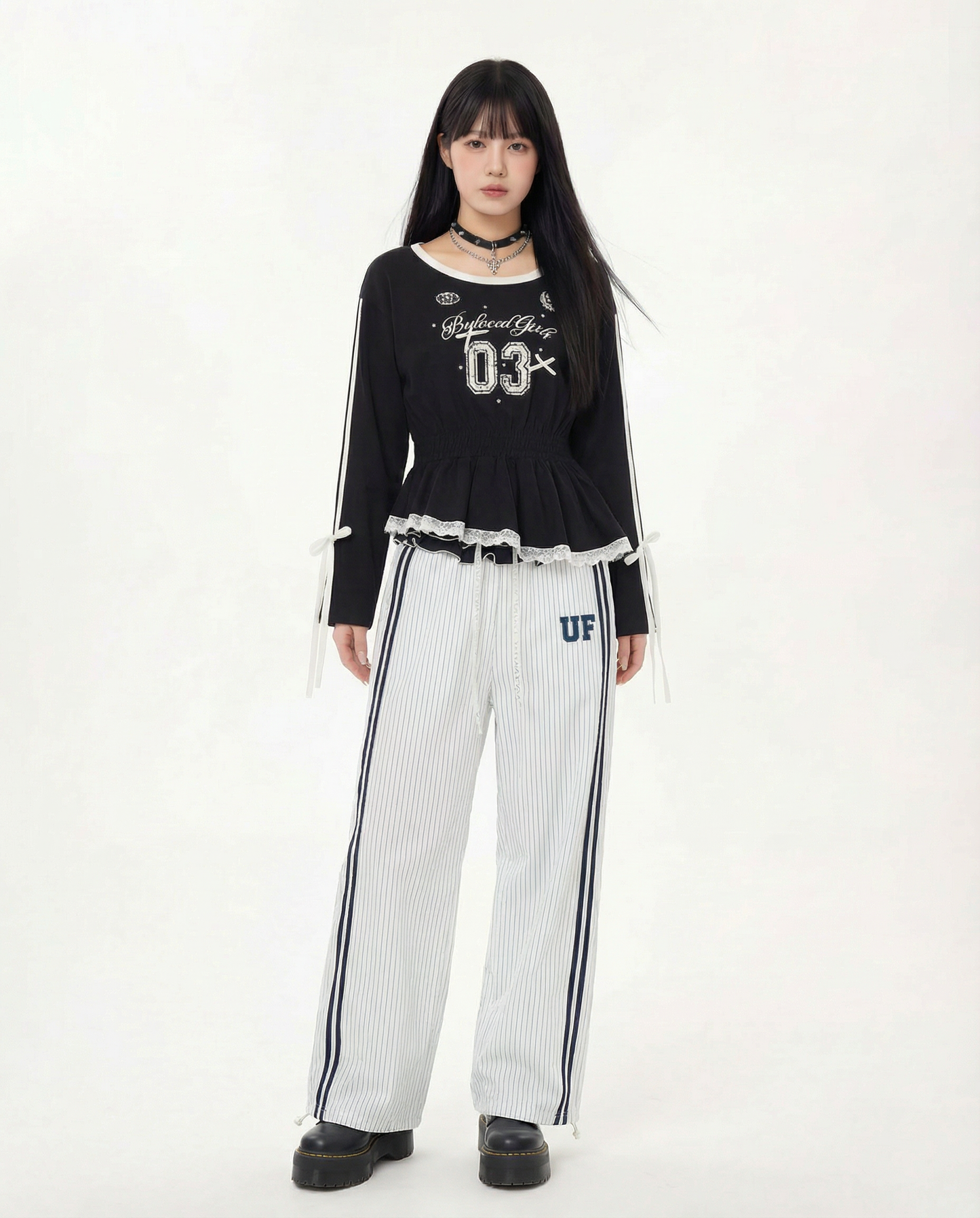 HOOK for girls リボン×ナンバーーリングロゴ　ロンT