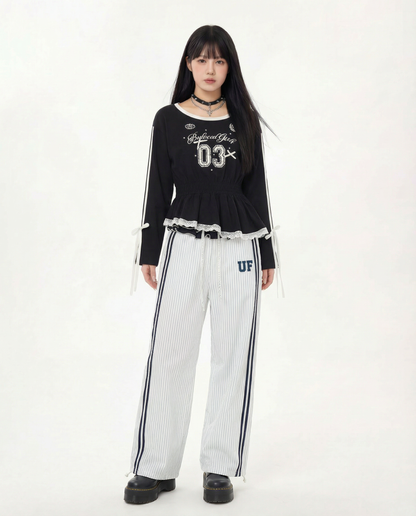 HOOK for girls リボン×ナンバーーリングロゴ　ロンT