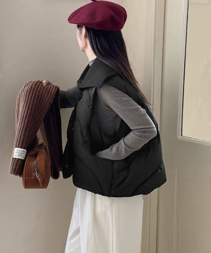 ニット衿ショートダウンベスト