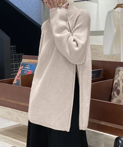 斜めファスナー アシンメトリーニットトップス（ダブルジップ仕様）