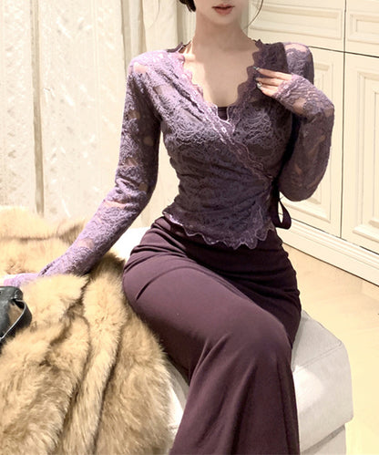 【Jasmine】シアーレーストップス＋スウェットキャミワンピース