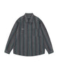 [HOOK] Vintage-style striped all-over pattern big shirt
