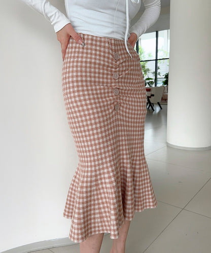 【Jasmine】チェック柄ニットマーメイドスカート