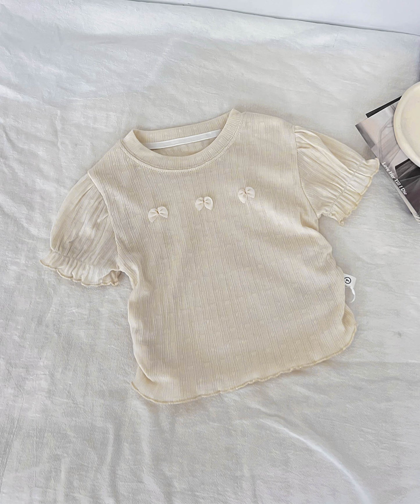 [aimoha-KIDS-] Ribbon Accent Ruffle T-shirt