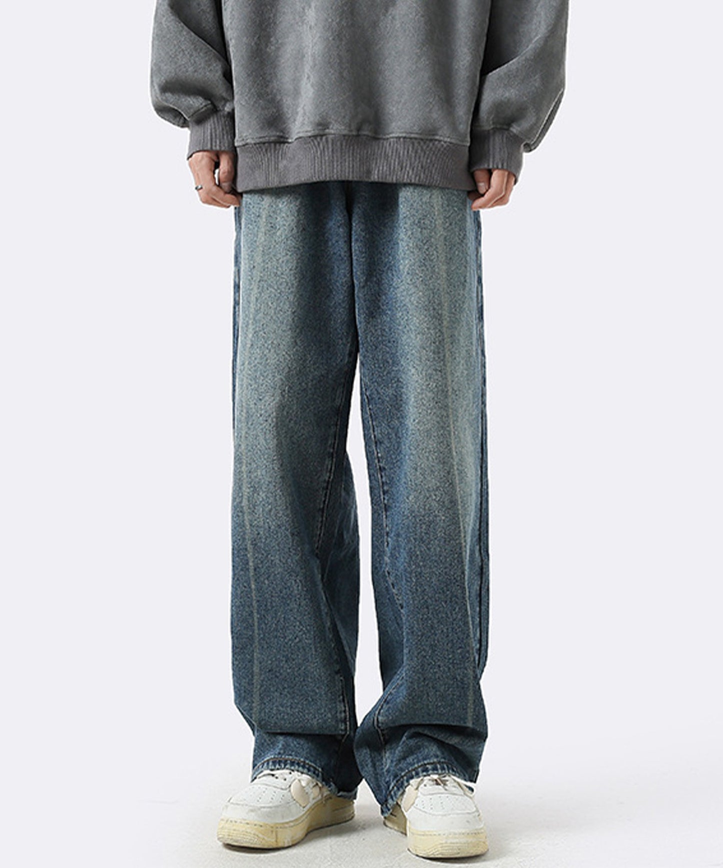 [ aimoha Men's ] Wide loose denim