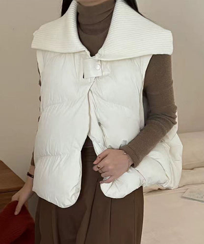 ニット衿ショートダウンベスト