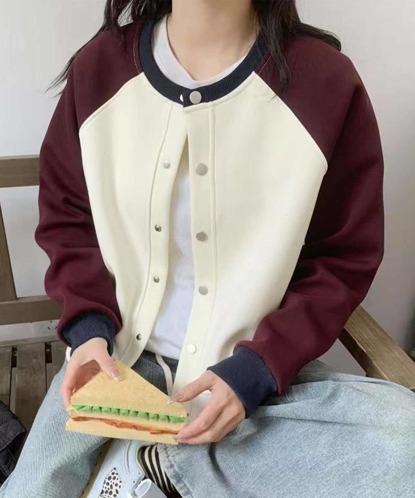 ラグランスリーブボタンカーディガン