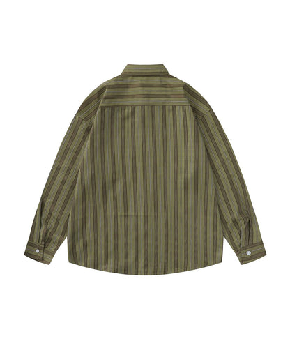 [HOOK] Vintage-style striped all-over pattern big shirt