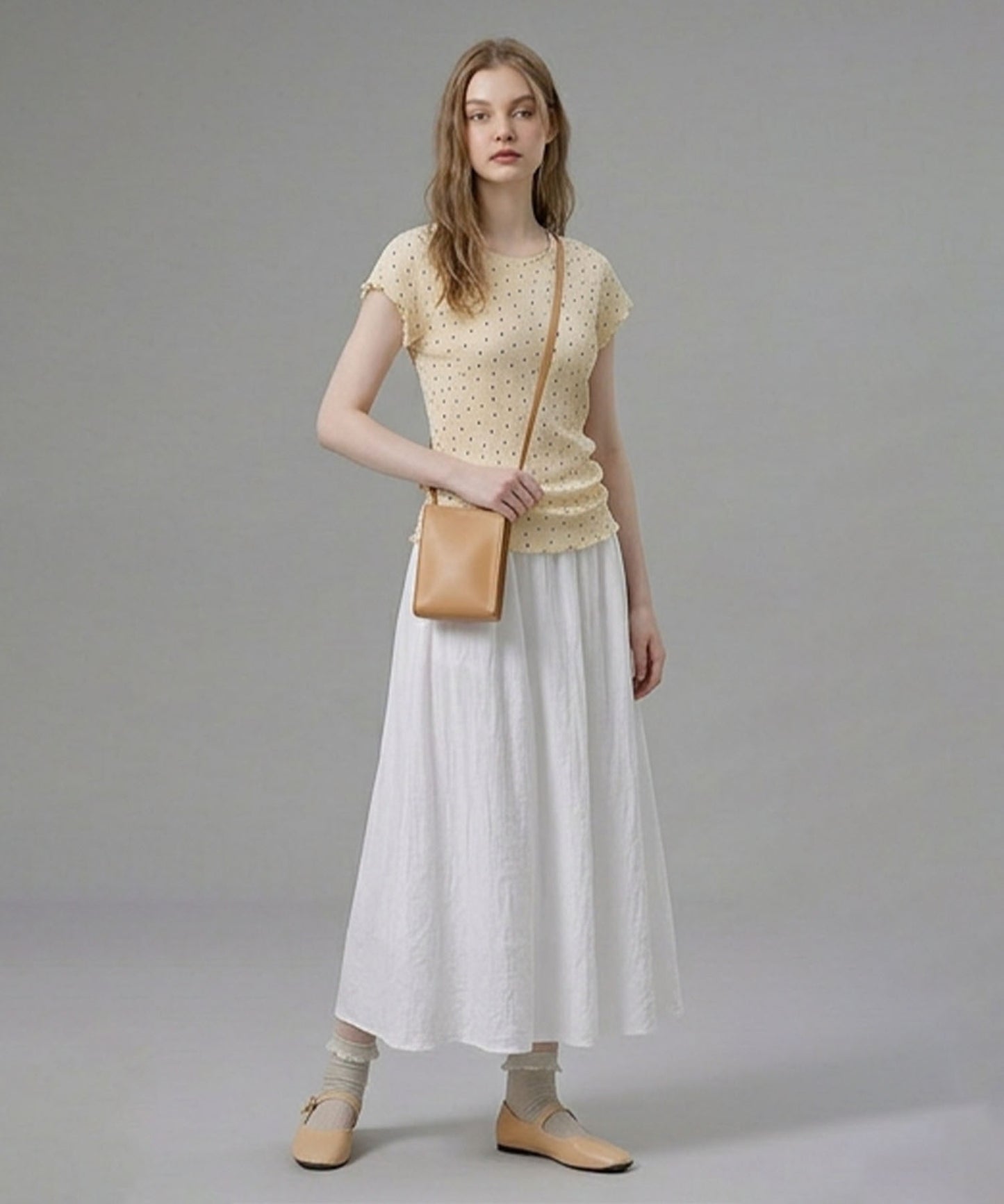 HOOK for girls バブルシフォン総柄クロップドトップス