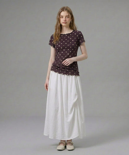 HOOK for girls バブルシフォン総柄クロップドトップス
