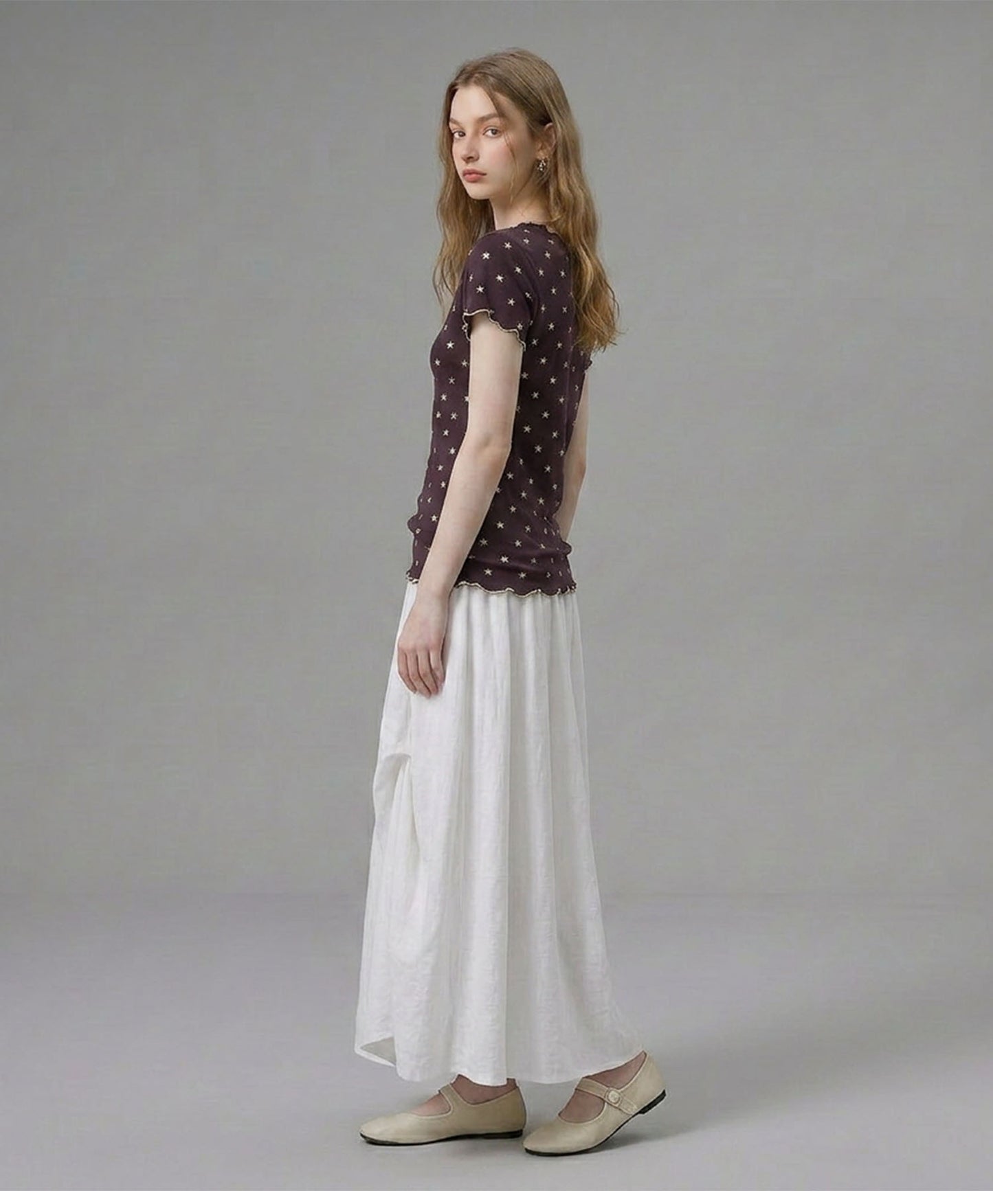 HOOK for girls バブルシフォン総柄クロップドトップス