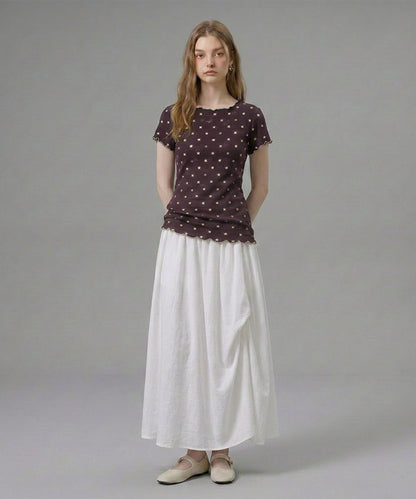 HOOK for girls バブルシフォン総柄クロップドトップス