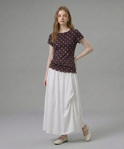 HOOK for girls バブルシフォン総柄クロップドトップス