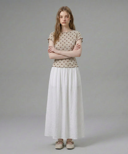 HOOK for girls バブルシフォン総柄クロップドトップス