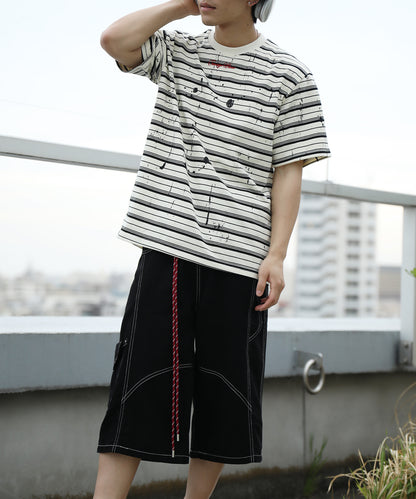 HOOK ペイントスプラッシュ × ボーダー 半袖 Tシャツ (SS)