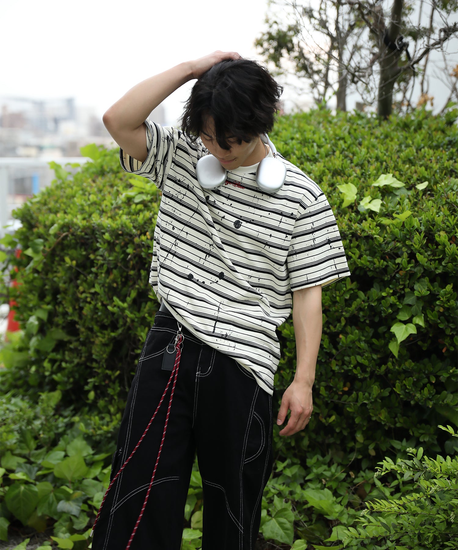 HOOK ペイントスプラッシュ × ボーダー 半袖 Tシャツ (SS)