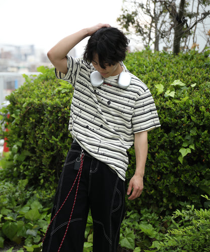 HOOK ペイントスプラッシュ × ボーダー 半袖 Tシャツ (SS)