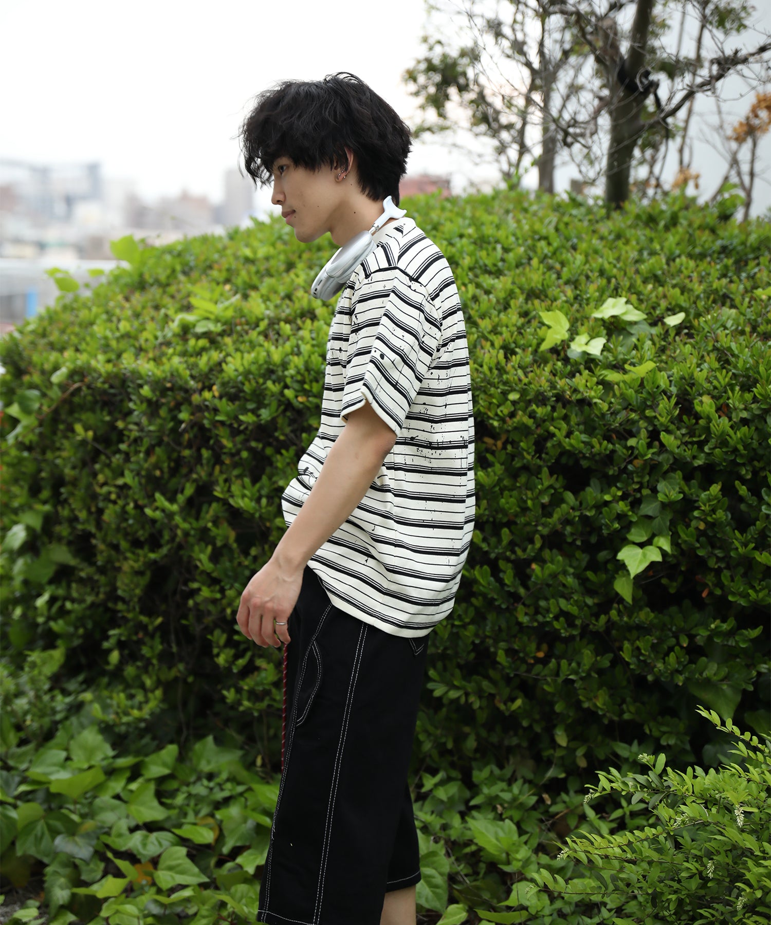 HOOK ペイントスプラッシュ × ボーダー 半袖 Tシャツ (SS)
