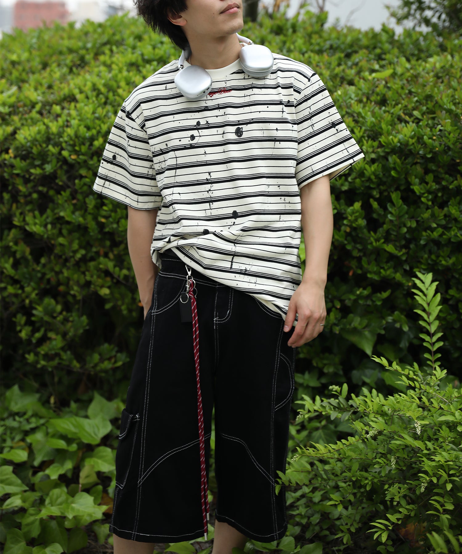 HOOK ペイントスプラッシュ × ボーダー 半袖 Tシャツ (SS)