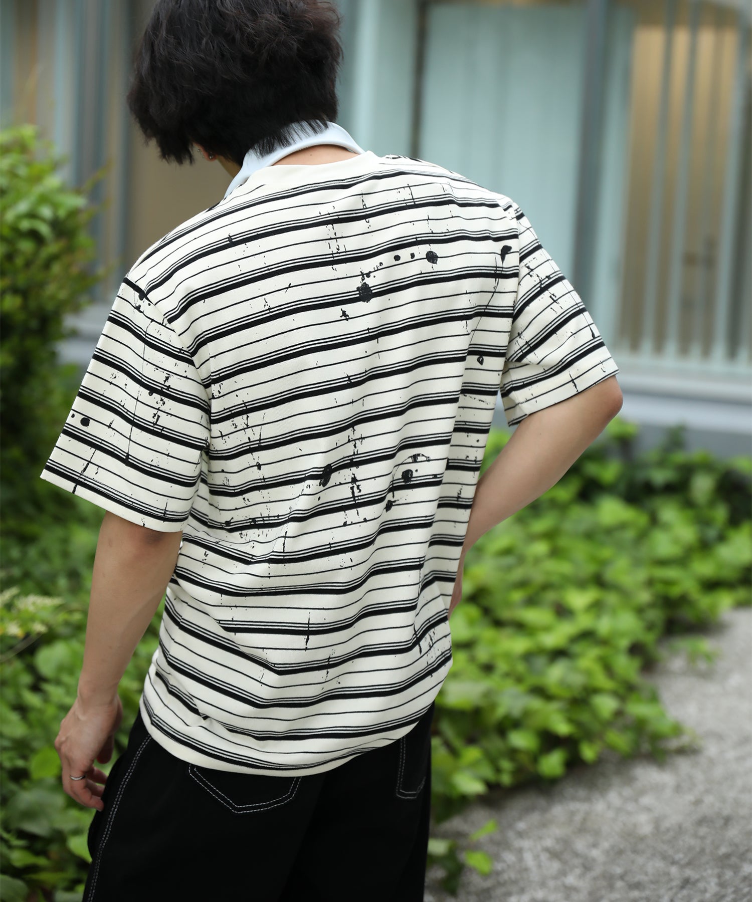 HOOK ペイントスプラッシュ × ボーダー 半袖 Tシャツ (SS)