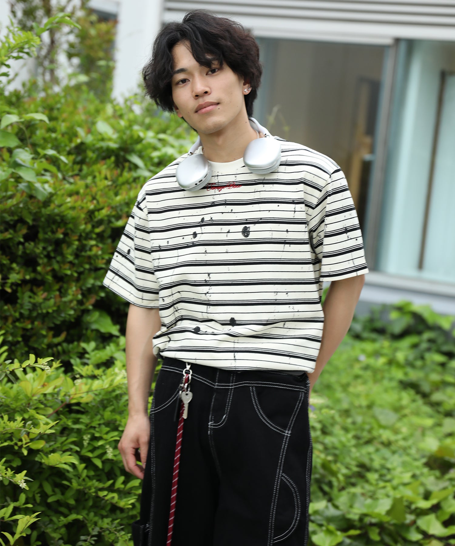 HOOK ペイントスプラッシュ × ボーダー 半袖 Tシャツ (SS)