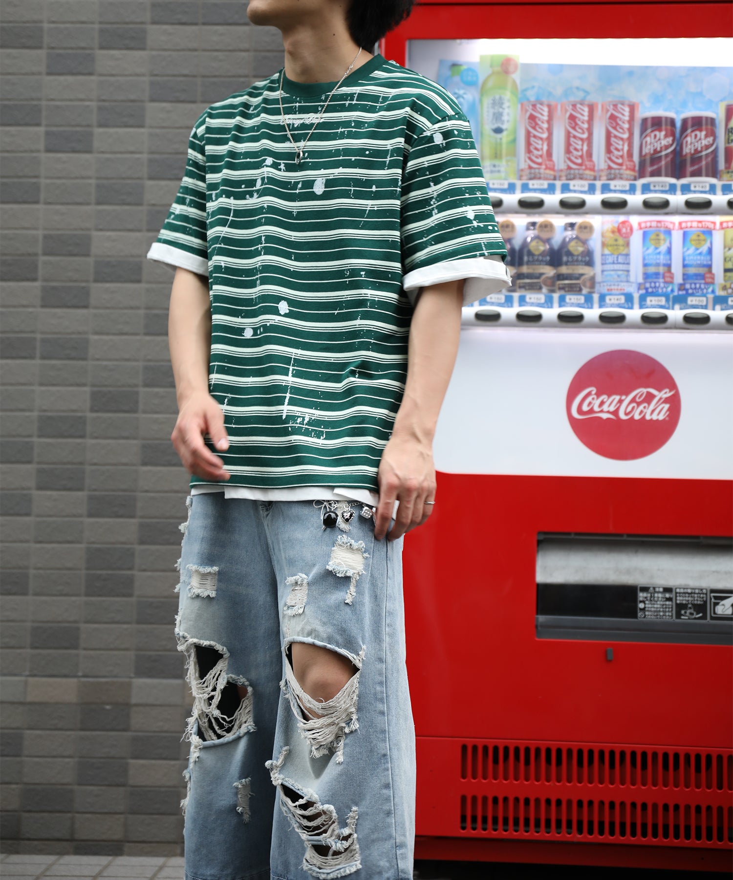 HOOK ペイントスプラッシュ × ボーダー 半袖 Tシャツ (SS)