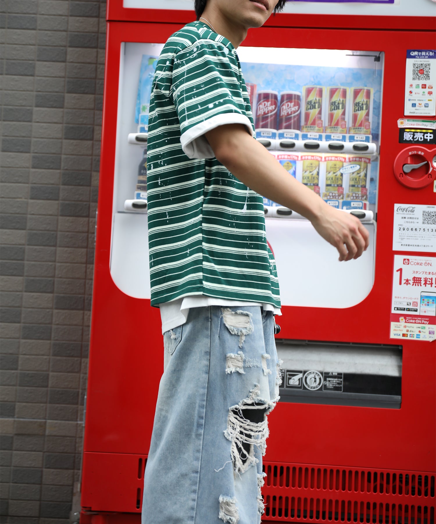 HOOK ペイントスプラッシュ × ボーダー 半袖 Tシャツ (SS)
