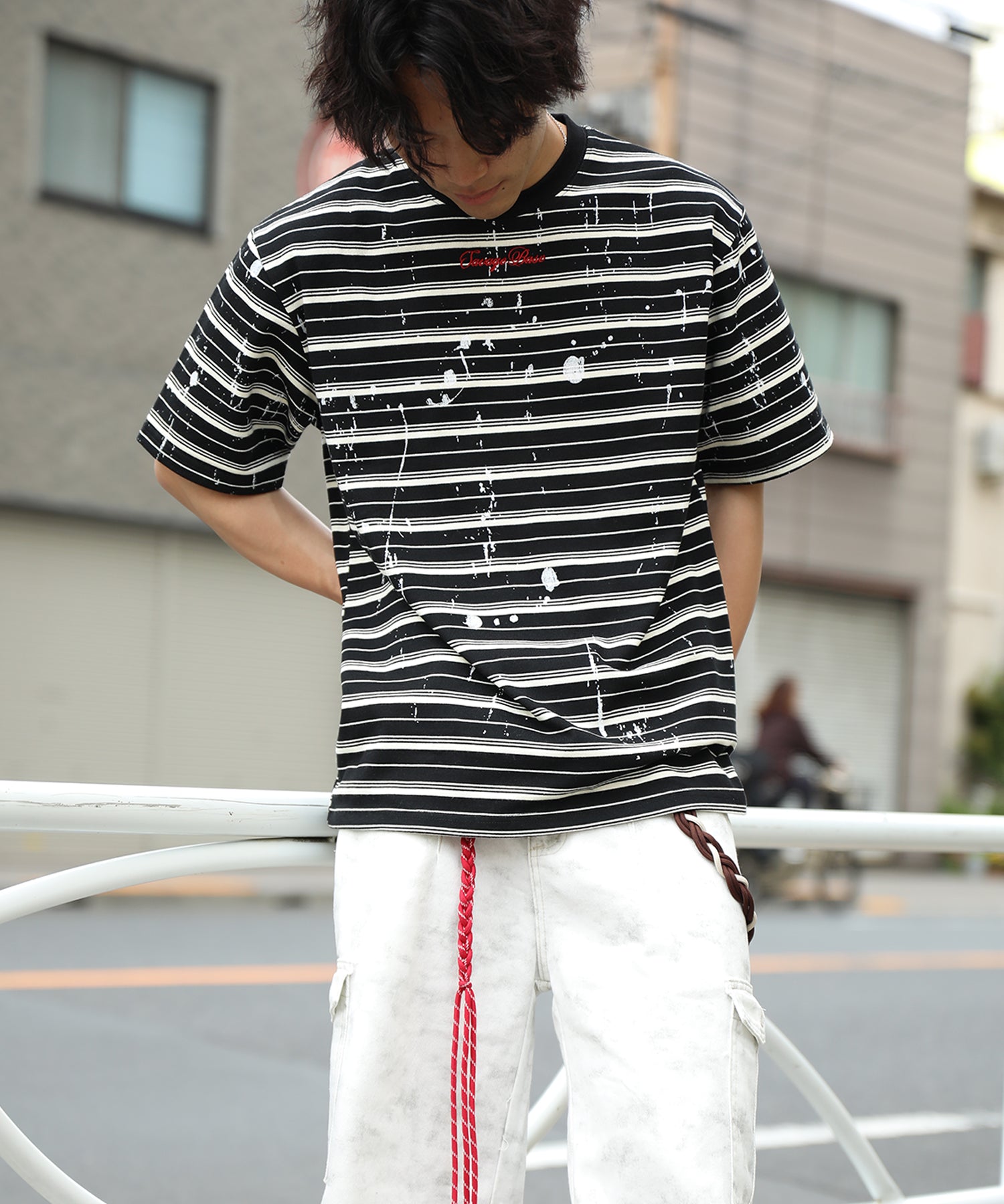 HOOK ペイントスプラッシュ × ボーダー 半袖 Tシャツ (SS)