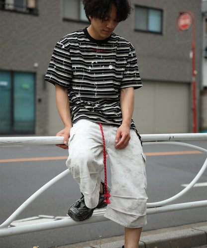 HOOK ペイントスプラッシュ × ボーダー 半袖 Tシャツ (SS)