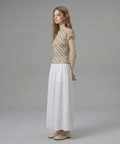 HOOK for girls バブルシフォン総柄クロップドトップス