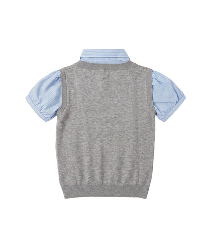 HOOK for girls ニットベスト×半袖シャツ レイヤードライクトップス