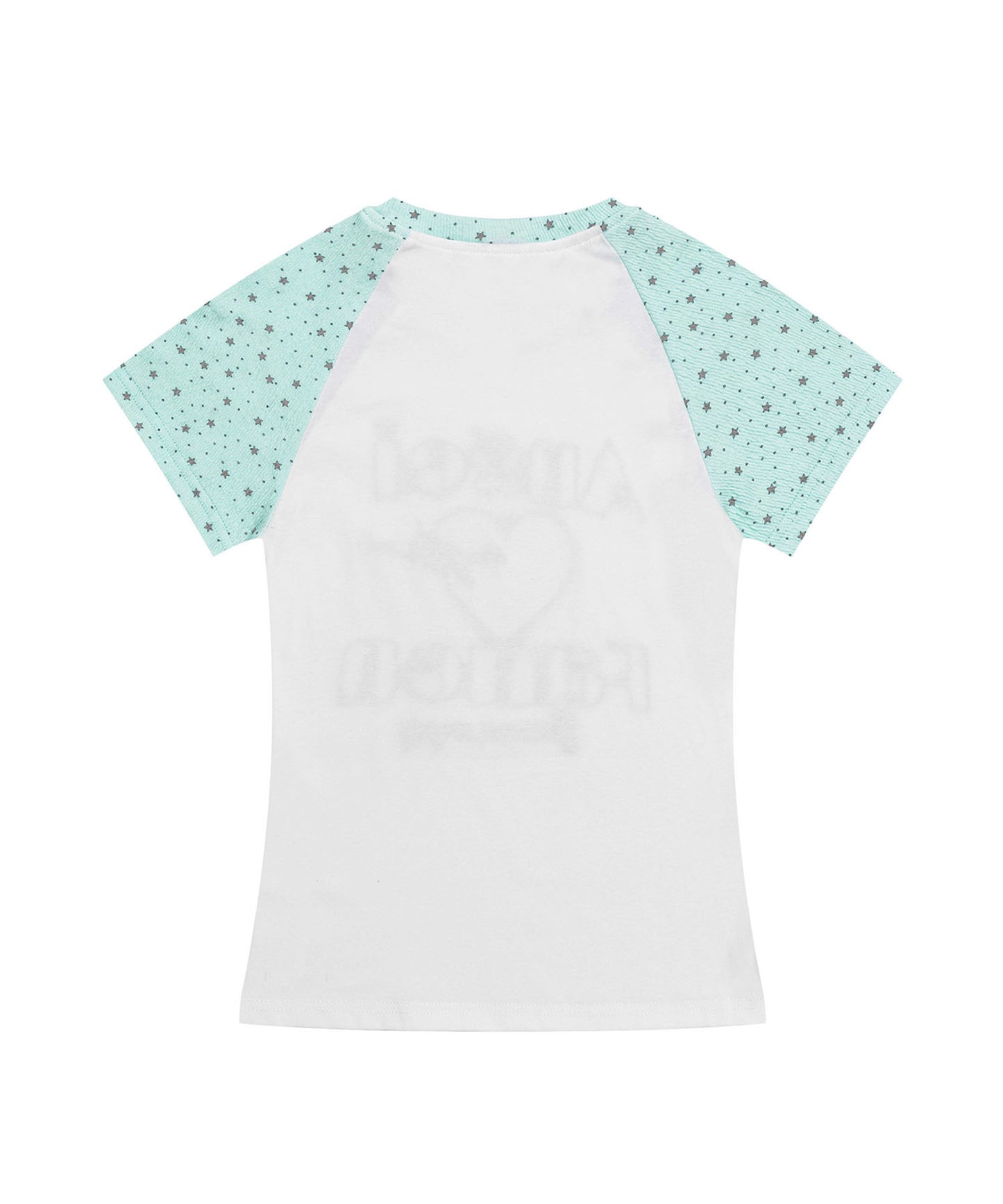 HOOK for girls　パッチ刺繍 ハートロゴ 星柄切替 ラグランTシャツ レディース Y2K ガーリー 半袖 カットソー