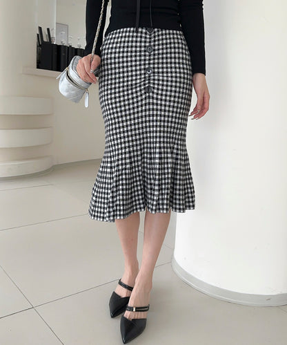 【Jasmine】チェック柄ニットマーメイドスカート