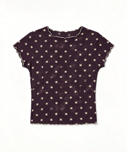 HOOK for girls バブルシフォン総柄クロップドトップス