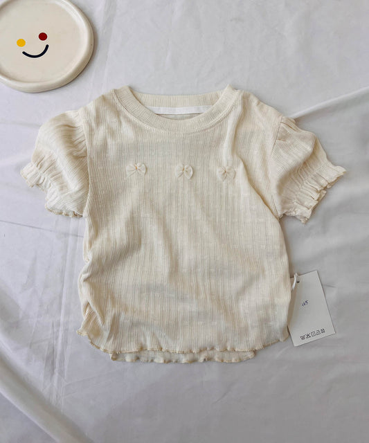 [aimoha-KIDS-] Ribbon Accent Ruffle T-shirt