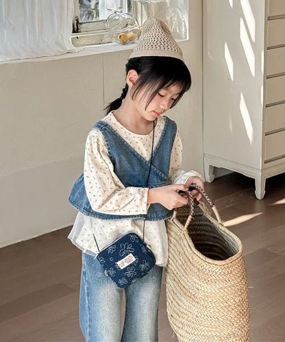 【aimoha-KIDS-】キッズ　デニムビスチェ＋セミフレアパンツ セットアップ
