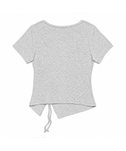 HOOK for girls リボングラフィック × サイドギャザー コンパクトストリートT