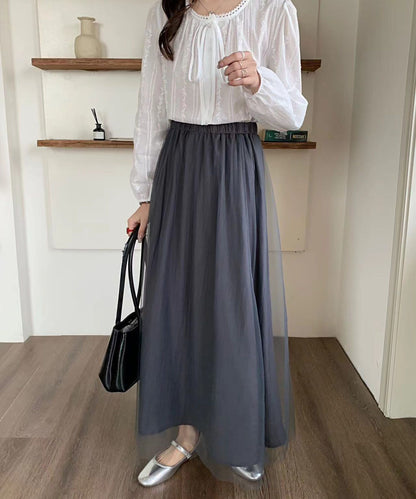 チュールレイヤード ロングスカート
