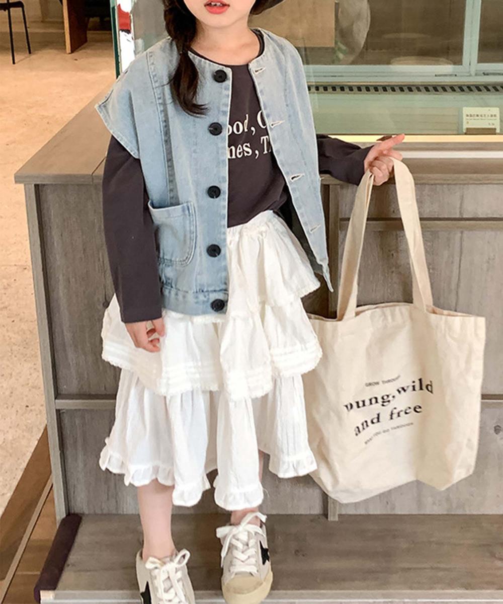 【aimoha-KIDS-】ティアードスカート