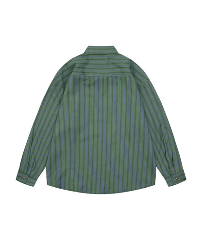 [HOOK] Vintage-style striped all-over pattern big shirt