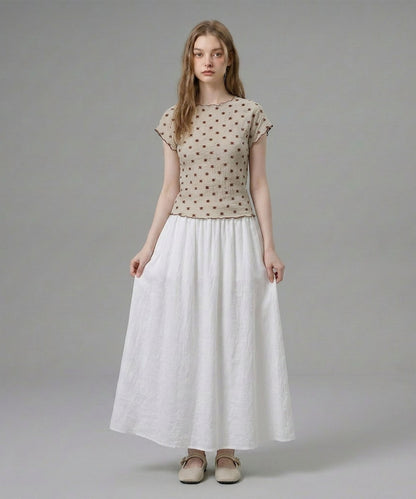 HOOK for girls バブルシフォン総柄クロップドトップス