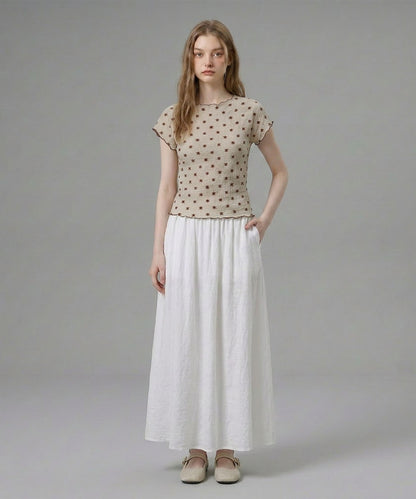 HOOK for girls バブルシフォン総柄クロップドトップス