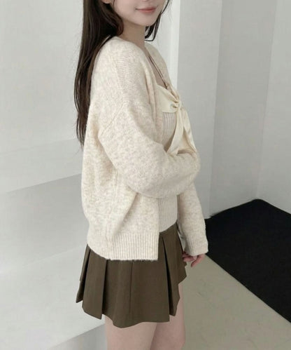 Jasmine Grandiflorum/リボンニットキャミロングカーデセット