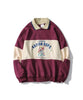 [HOOK] American antique print switching long sleeve polo shirt 