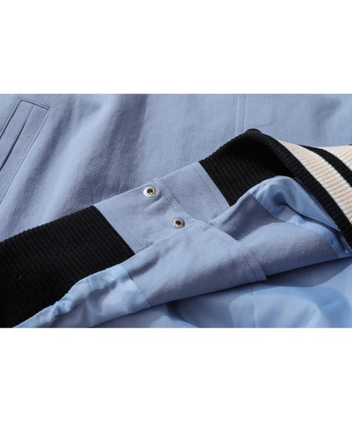 【HOOK】アメカジ袖配色切り替えドッキングブルゾン ワッペン刺繍入り