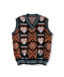 【HOOK】古着風レトロ柄・幾何学模様・ボーダー柄・ 配色ベスト